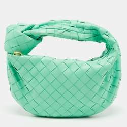 Pre Owned Bottega Veneta Green Intrecciato Leather Mini Jodie Hobo