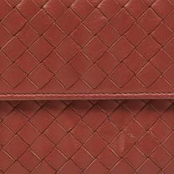 Pre Owned Bottega Veneta Brown Intrecciato Leather Flap Continental Wallet