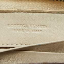 Pre Owned Bottega Veneta Beige Watersnake Leather Zip Coin Purse