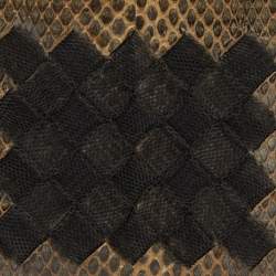 Pre Owned Bottega Veneta Beige Watersnake Leather Zip Coin Purse