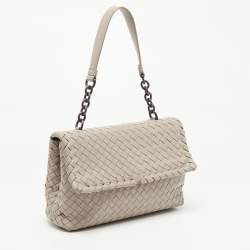 Bottega Veneta Beige Intrecciato Leather Olimpia Top Handle Bag
