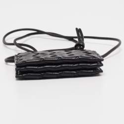مملوكة مسبقًا Bottega Veneta Black Intrecciato Leather Wallet On Strap