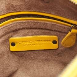 Pre Owned Bottega Veneta Yellow/White Intrecciato Leather Embroidered Nodini Shoulder Bag