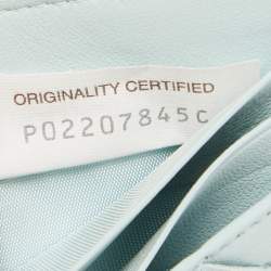 Pre Owned Bottega Veneta Light Blue Intrecciato Leather Card Holder