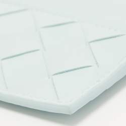 Pre Owned Bottega Veneta Light Blue Intrecciato Leather Card Holder