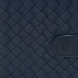 Pre Owned Bottega Veneta Blue Intrecciato Leather Flap Continental Wallet
