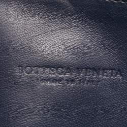 مملوكة مسبقًا Bottega Veneta Navy Blue Intrecciato Leather Medium Roma Tote