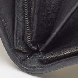 Pre Owned Bottega Veneta Black/Cream Intrecciato Houndstooth Flap Continental Wallet