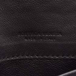 Pre Owned Bottega Veneta Black/Cream Intrecciato Houndstooth Flap Continental Wallet