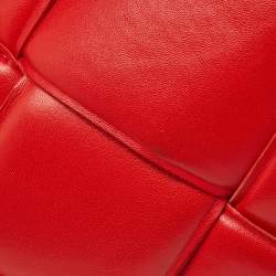 Bottega Veneta Red Intrecciato Leather Padded Cassette Top Handle Bag