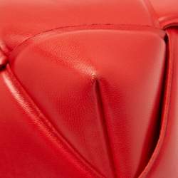 Bottega Veneta Red Intrecciato Leather Padded Cassette Top Handle Bag
