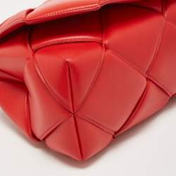 Bottega Veneta Red Intrecciato Leather Padded Cassette Top Handle Bag