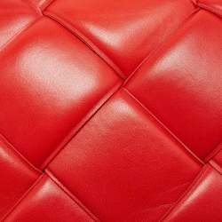 Bottega Veneta Red Intrecciato Leather Padded Cassette Top Handle Bag