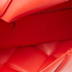 Bottega Veneta Red Intrecciato Leather Padded Cassette Top Handle Bag