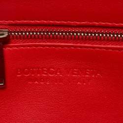 Bottega Veneta Red Intrecciato Leather Padded Cassette Top Handle Bag