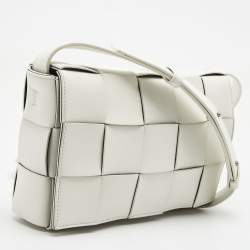 Pre Owned Bottega Veneta White Intrecciato Leather Cassette Shoulder Bag