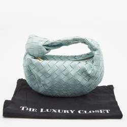 مملوكة مسبقًا Bottega Veneta Light Blue Intrecciato Leather Mini Jodie Hobo