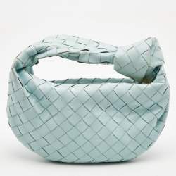 مملوكة مسبقًا Bottega Veneta Light Blue Intrecciato Leather Mini Jodie Hobo