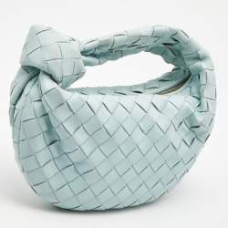 مملوكة مسبقًا Bottega Veneta Light Blue Intrecciato Leather Mini Jodie Hobo
