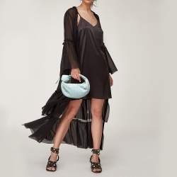 مملوكة مسبقًا Bottega Veneta Light Blue Intrecciato Leather Mini Jodie Hobo