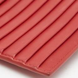 Pre Owned Bottega Veneta Red Intrecciato Leather Zip Card Holder 