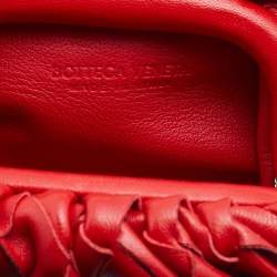 Pre Owned Bottega Veneta Red Intrecciato Leather Extra Mini Pouch