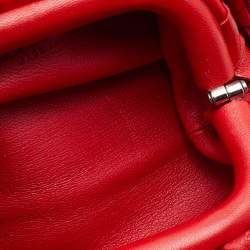 Pre Owned Bottega Veneta Red Intrecciato Leather Extra Mini Pouch