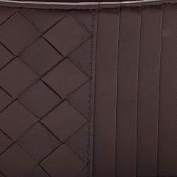 Pre Owned Bottega Veneta Brown Intrecciato Leather Zip Card Holder 