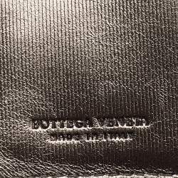 Pre Owned Bottega Veneta Metallic Intrecciato Leather French Compact Wallet