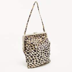 Pre Owned Dolce & Gabbana Black/Yellow Leopard Print Fabric Frame Pochette