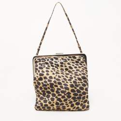 Pre Owned Dolce & Gabbana Black/Yellow Leopard Print Fabric Frame Pochette
