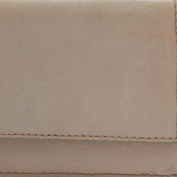 Pre Owned Bottega Veneta Beige Intrecciato Leather Trifold Wallet