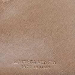 Pre Owned Bottega Veneta Beige Intrecciato Leather Trifold Wallet
