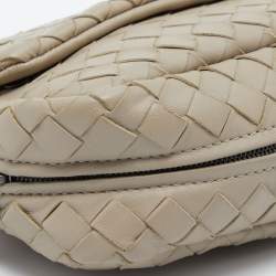 Pre Owned Bottega Veneta Beige Intreccaito Leather Olimpia Chain Shoulder Bag