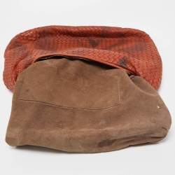 مملوكة مسبقًا Bottega Veneta Two-Tone Brown Intrecciato Leather Large Hobo