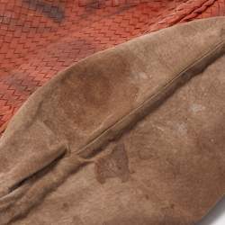 مملوكة مسبقًا Bottega Veneta Two-Tone Brown Intrecciato Leather Large Hobo