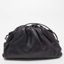 Pre Owned Bottega Veneta Black Leather Mini The Pouch Bag