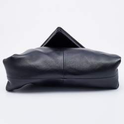 Bottega Veneta Black Leather Trine Envelope Clutch