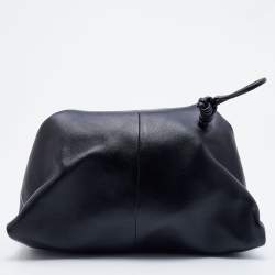 Bottega Veneta Black Leather Trine Envelope Clutch