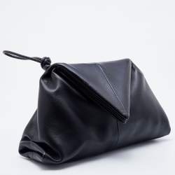 Bottega Veneta Black Leather Trine Envelope Clutch