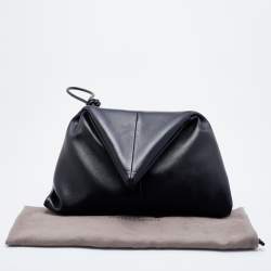 Bottega Veneta Black Leather Trine Envelope Clutch