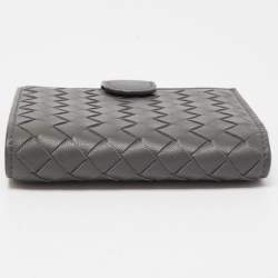 مملوكة مسبقًا Bottega Veneta Grey Intrecciato Leather Bifold Wallet