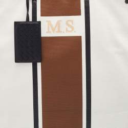 مملوكة مسبقًا Bottega Veneta White/Brown Canvas and Leather Shopper Tote