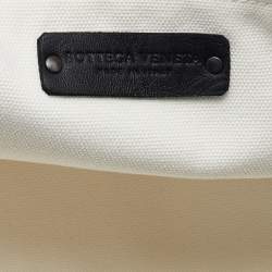 مملوكة مسبقًا Bottega Veneta White/Brown Canvas and Leather Shopper Tote