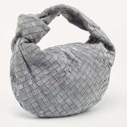 Pre Owned Bottega Veneta Grey Intrecciato Suede BV Jdoie Hobo