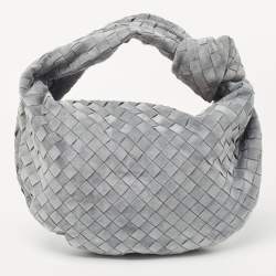 Pre Owned Bottega Veneta Grey Intrecciato Suede BV Jdoie Hobo