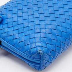 Pre Owned Bottega Veneta Blue Intrecciato Leather Nodini Crossbody Bag