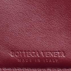 Pre Owned Bottega Veneta Red Intrecciato Leather French Compact Wallet