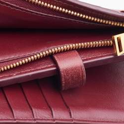 Pre Owned Bottega Veneta Red Intrecciato Leather French Compact Wallet