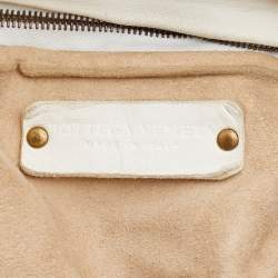 Pre Owned Bottega Veneta Off White Intrecciato Leather Tote